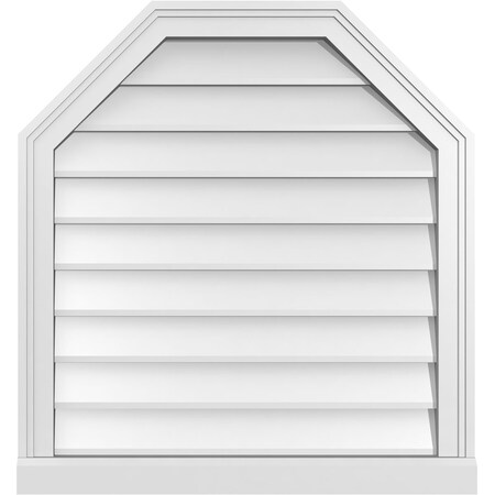 Ekena Millwork Octagonal Top Surface Mount PVC Gable Vent w/ 2"W x 2"P Brickmould Sill Frame, 26"W x 28"H GVPOT26X2803SN